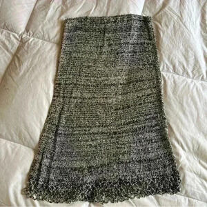 Carol Horn Boucle Navy White Stretch Knit Skirt - Medium, Made In USA
